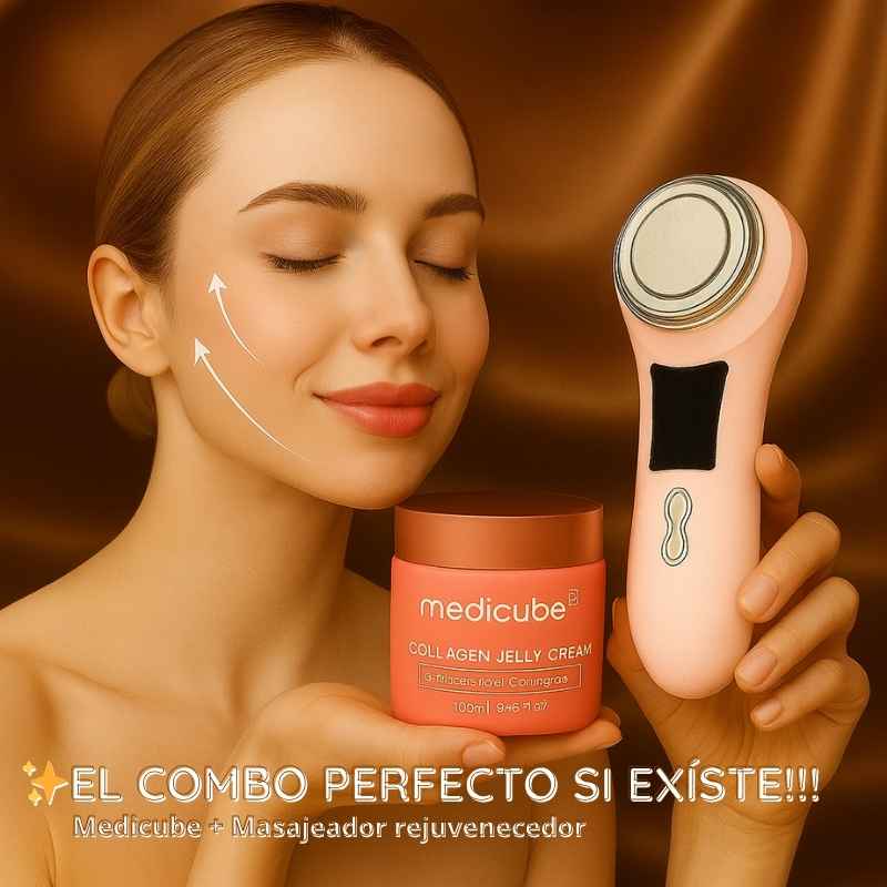 Medicube©  Collagen Jelly Cream + Masajeador Facial Rejuvenecedor